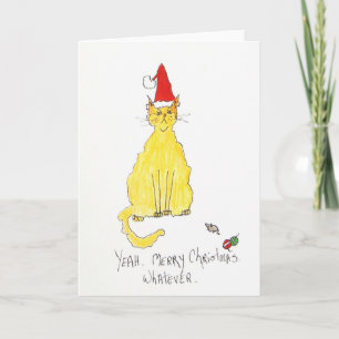 Katt i julhatt helgkort