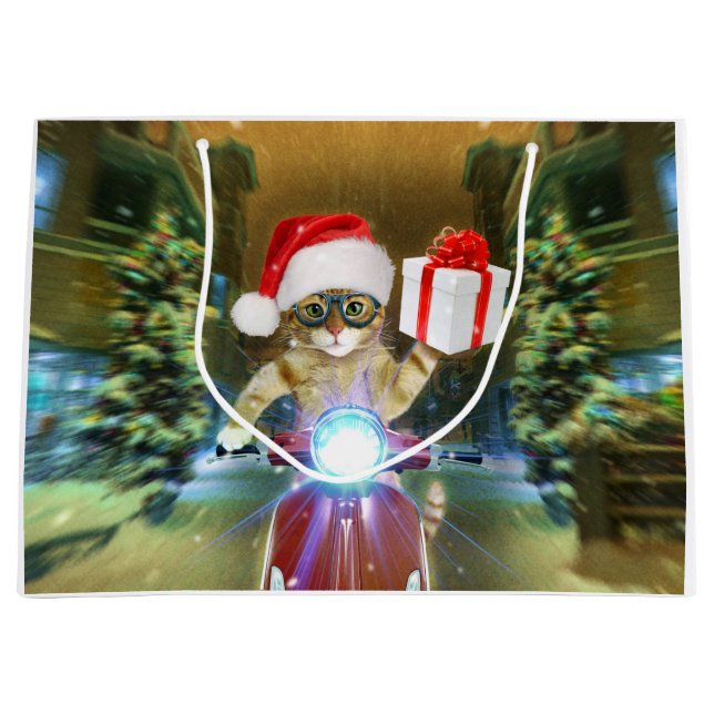 Katt i Jultomten som ger julklapp (Framsidan)