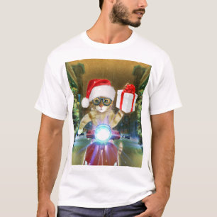 Katt i Jultomten som ger julklapp T Shirt