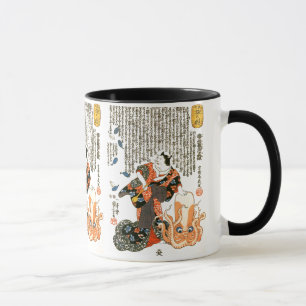 Katt i Kimono, Octopus Kuniyoshi Japansk finkonst Mugg