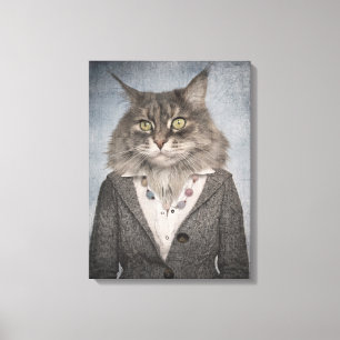 Katt i kläder canvastryck