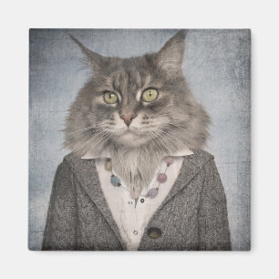 Katt i kläder magnet