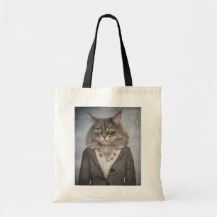 Katt i kläder tygkasse