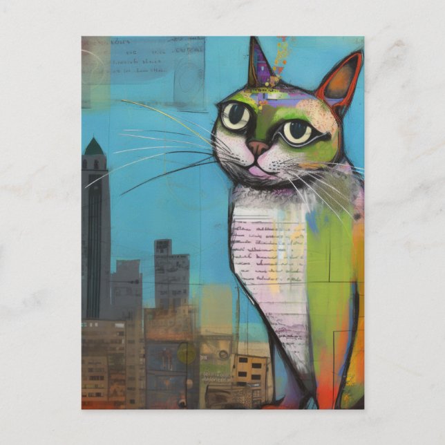 Katt i kommunen Collage Vykort (Framsida)