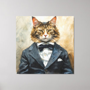 Katt i Kostym Canvastryck