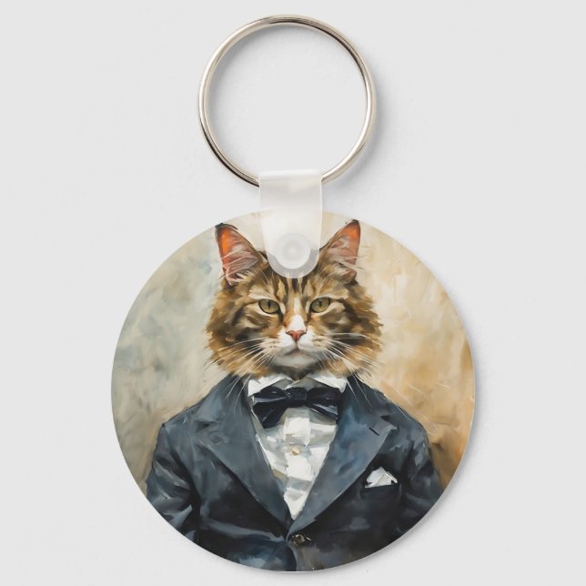 Katt i Kostym Nyckelring (Framsida)
