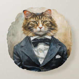 Katt i Kostym Rund Kudde