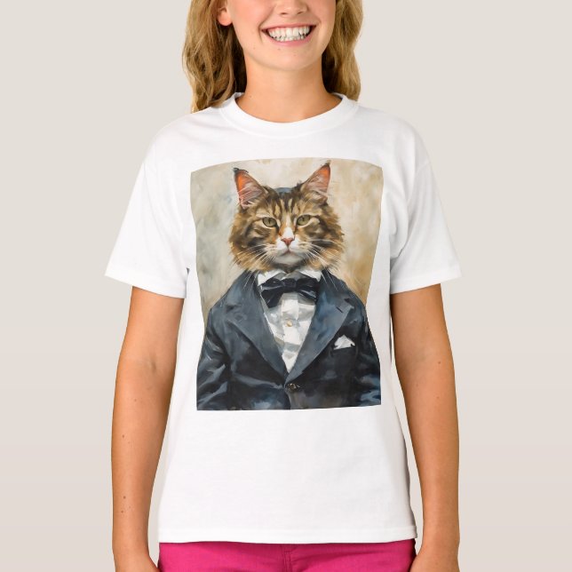 Katt i Kostym T Shirt (Framsida)