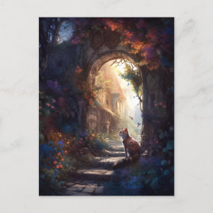 Katt i Magic Alley Fantasy Art Vykort