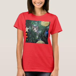 Katt i målning av Julgran T Shirt