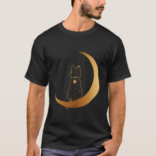 Katt i Måne-design T Shirt