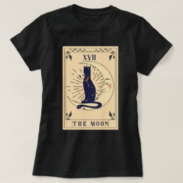 Katt i Måne Tarotavslappnad T-Shirt