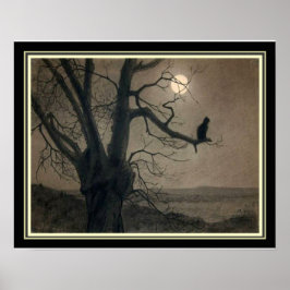 "Katt i månljuset" Skriv ut Art nouveau Poster