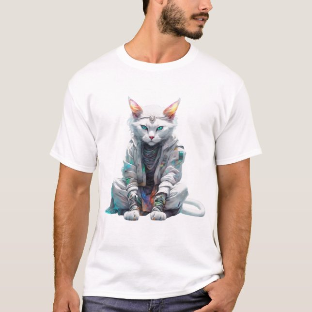 Katt i Meditativ dos T Shirt (Framsida)
