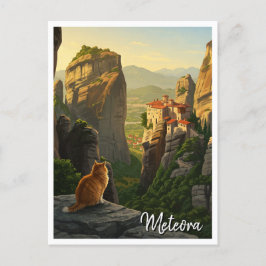 Katt i Meteora Greece Travel Vykort