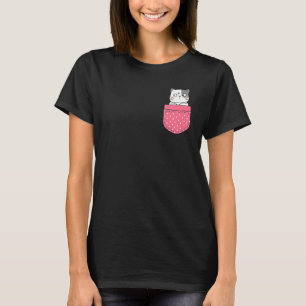 Katt I Min Ficka Rosa Prickig Ficka Katt T Shirt