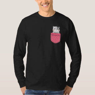 Katt I Min Ficka Rosa Prickig Ficka Katt T Shirt