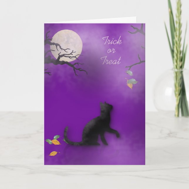 Katt i Mist Halloween-kortet Helgkort (Framsida)