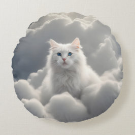 Katt i molnen rund kudde