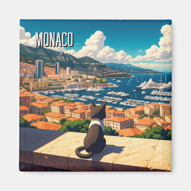 Katt i Monaco Monte Carlo Europe Travel Magnet (Framsidan)