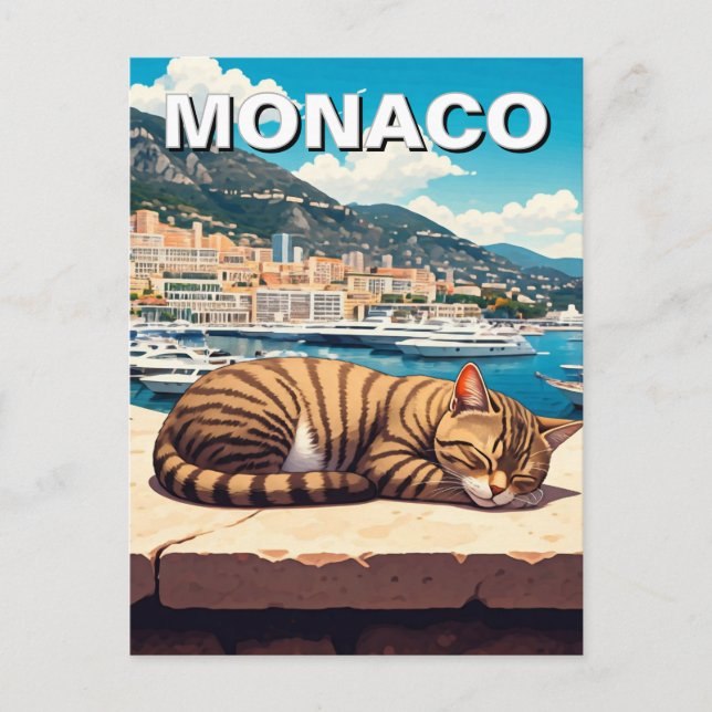 Katt i Monaco Monte Carlo Europe Travel Vykort (Framsida)