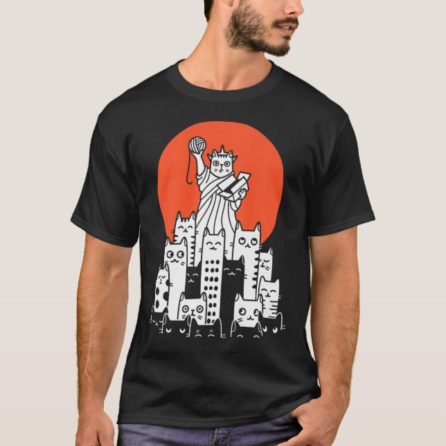 Katt i New York, NYC, Amerika, USA, Patriot, Manha T Shirt (Framsida)