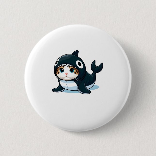 Katt i Orca Costume Knapp (Framsida)