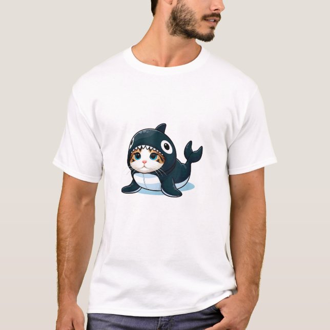 Katt i Orca-dräkt ärmlös topp T Shirt (Framsida)