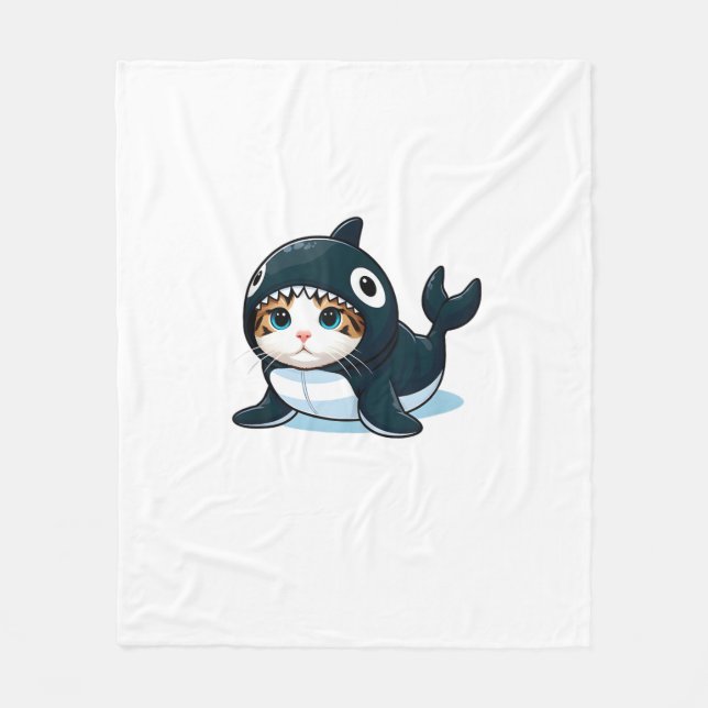 Katt i Orca-dräkt Tank Top Fleecefilt (Framsidan)