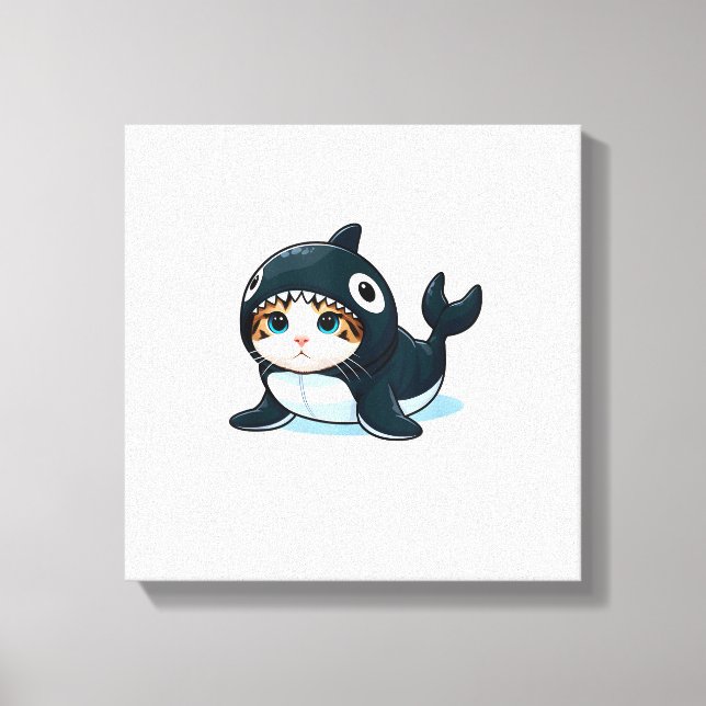 Katt i Orca-kostym Tank Top Canvastryck (Framsida)