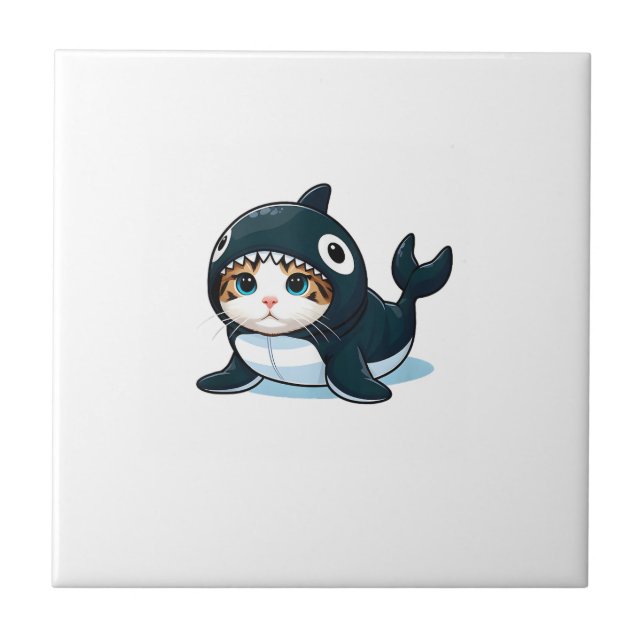 Katt i Orca-kostym Tank Top Kakelplatta (Framsidan)