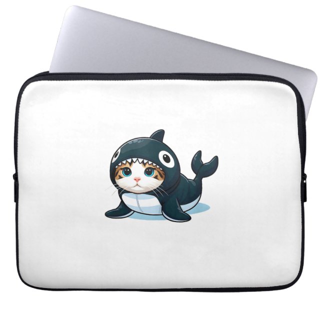 Katt i Orca-kostym Tank Top Laptop Fodral (Framsidan)