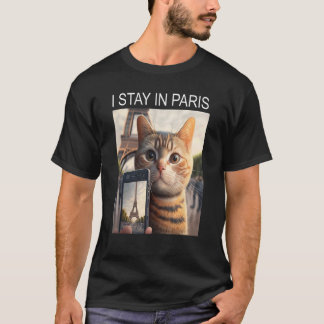 Katt i Paris framför Eiffeltornet T Shirt