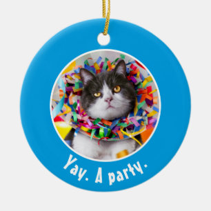 Katt i Party Cone Julgransprydnad Keramik
