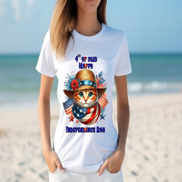 Katt i patriotisk hatt och scarf Independence day T Shirt