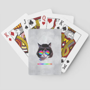 Katt i peruk + solglasögon (Målning #1 + RGB) Casinokort