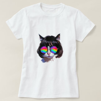 Katt i peruk + solglasögon (Målning #1) T Shirt