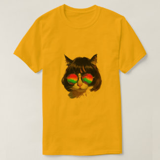 Katt i peruk + solglasögon (Målning #1) T Shirt