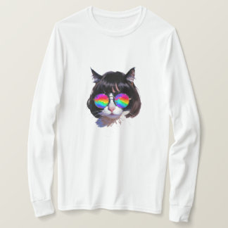 Katt i peruk + solglasögon (Målning #1) T Shirt
