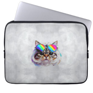Katt i peruk + solglasögon (Målning #3) Laptop Fodral