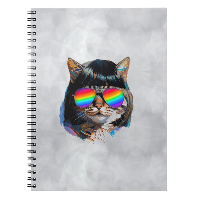 Katt i peruk + solglasögon (Målning #5) Anteckningsbok (Framsidan)