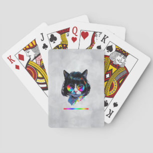 Katt i peruk + solglasögon (Målning #6 + RGB) Casinokort