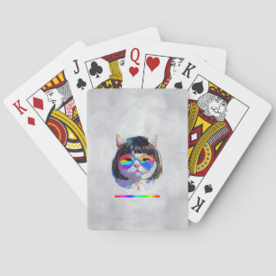Katt i peruk + solglasögon (Målning #7 + RGB) Casinokort