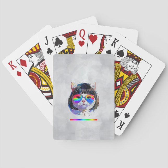 Katt i peruk + solglasögon (Målning #7 + RGB) Casinokort (Baksidan)