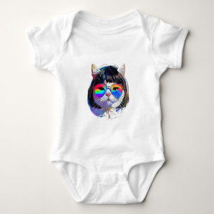 Katt i peruk + solglasögon (Målning #7) T Shirt