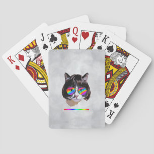 Katt i peruk + solglasögon (Målning #8 + RGB) Casinokort