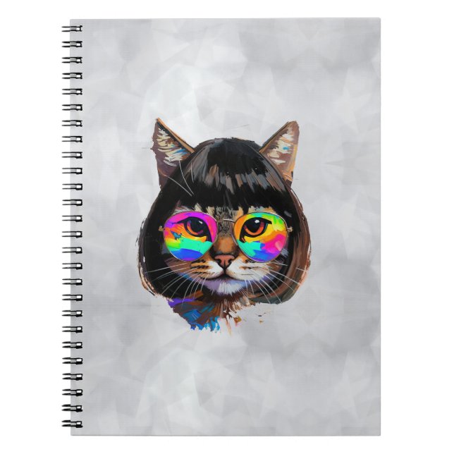 Katt i peruk + solglasögon (Målning #9) Anteckningsbok (Framsidan)