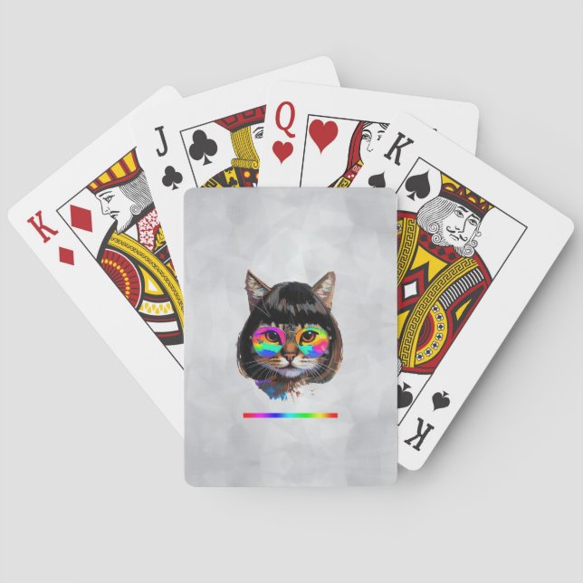 Katt i peruk + solglasögon (Målning #9 + RGB) Casinokort (Baksidan)
