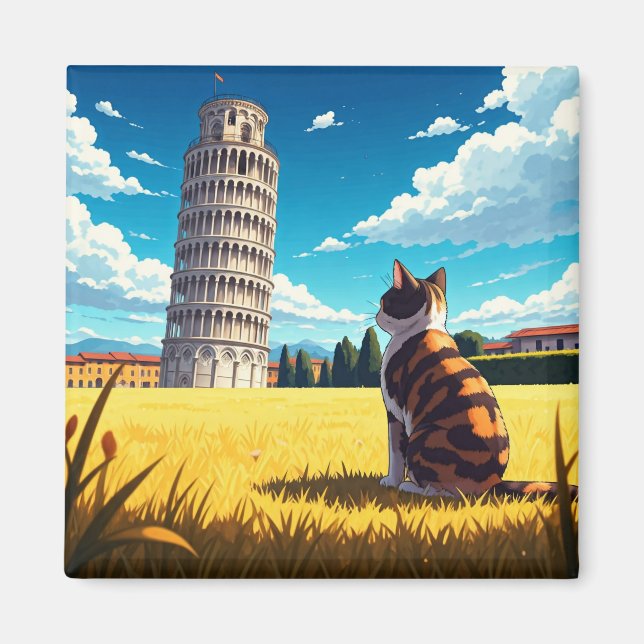 Katt i Pisa-Italien Magnet (Framsidan)