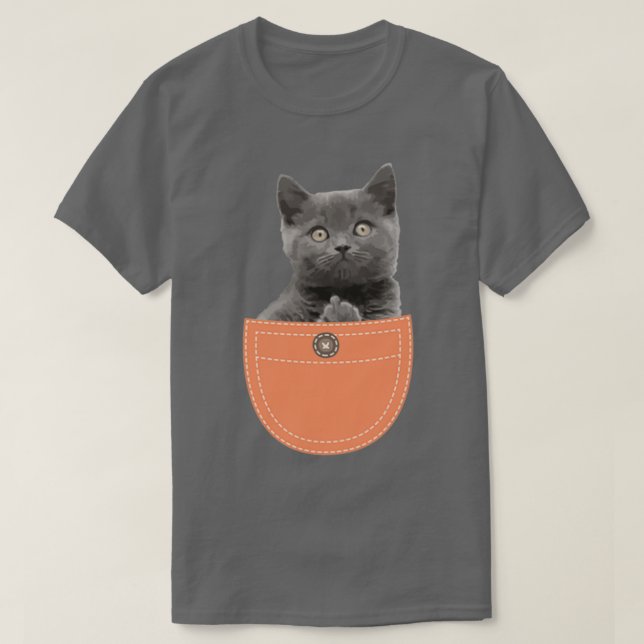 Katt i Pocket Ge Finger T Shirt (Design framsida)